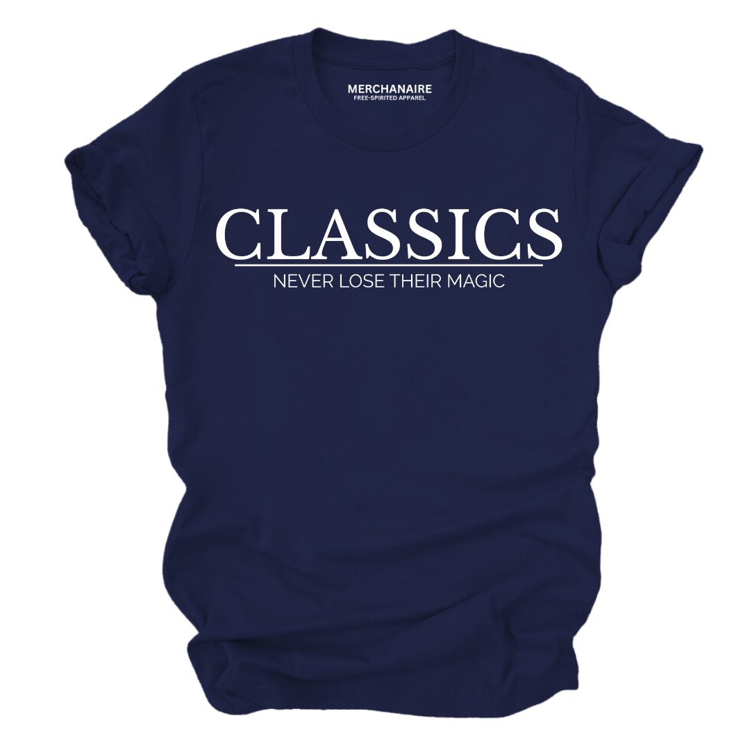 Classics Never Lose Their Magic T-Shirt - Navy T-Shirt Merchanaire