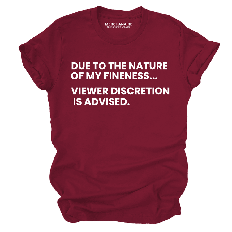 Due To The Nature Of My Fineness Viewer Discretion Is Advised T-Shirt - Burgundy T-Shirt Merchanaire