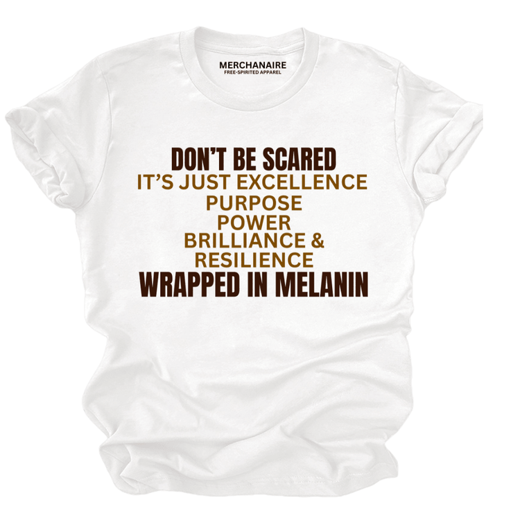 Excellence Wrapped In Melanin T-Shirt - White T-Shirt Merchanaire