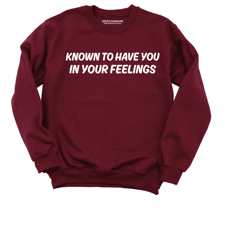Known To Have You In Your Feelings Sweatshirt - Burgundy Sweatshirt Merchanaire