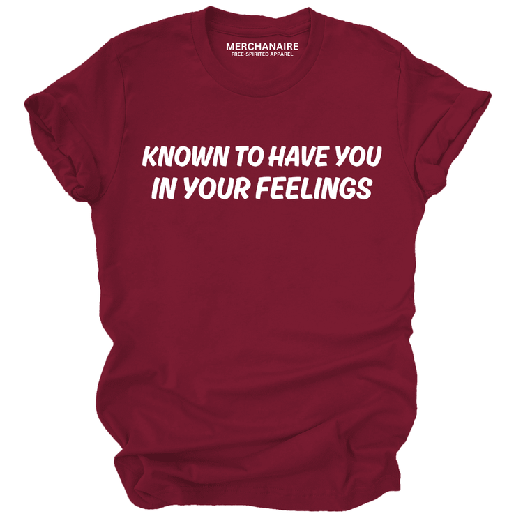 Known To Have You In Your Feelings T-Shirt - Burgundy T-Shirt Merchanaire