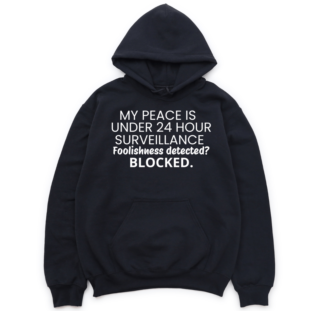 My Peace Is Under 24 Hour Surveillance Hoodie - Black Hoodie Merchanaire