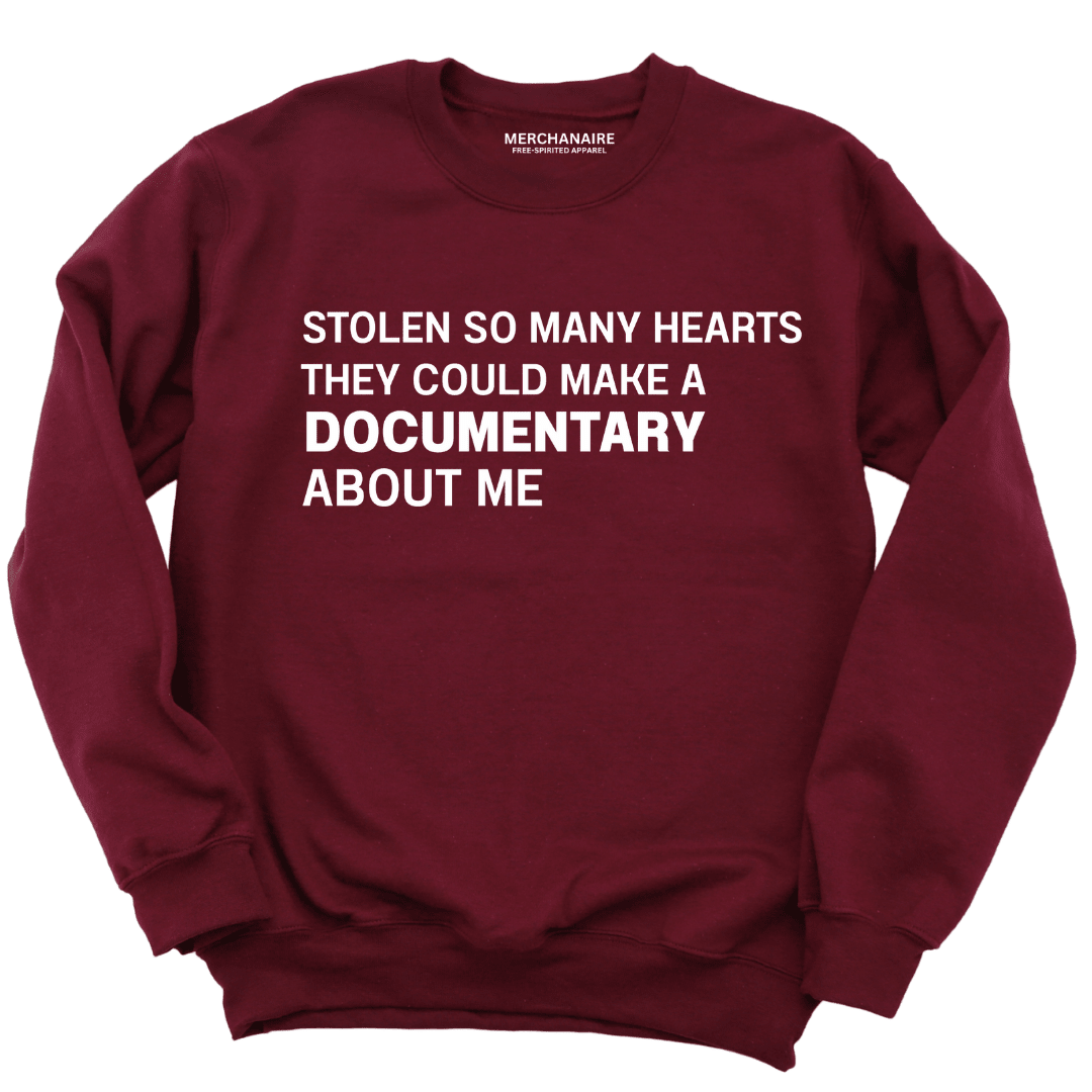 Stolen So Many Hearts Documentary Sweatshirt - Burgundy Sweatshirt Merchanaire