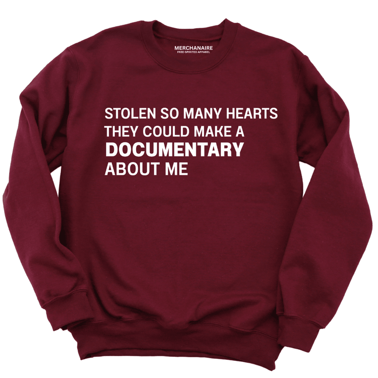 Stolen So Many Hearts Documentary Sweatshirt - Burgundy Sweatshirt Merchanaire
