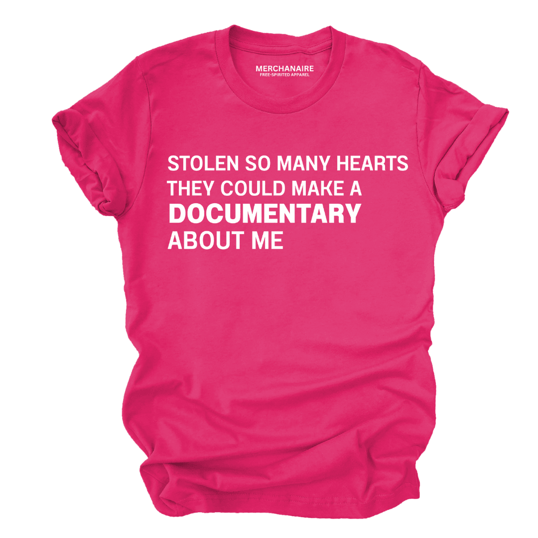 Stolen So Many Hearts Documentary T-Shirt - Berry T-Shirt Merchanaire