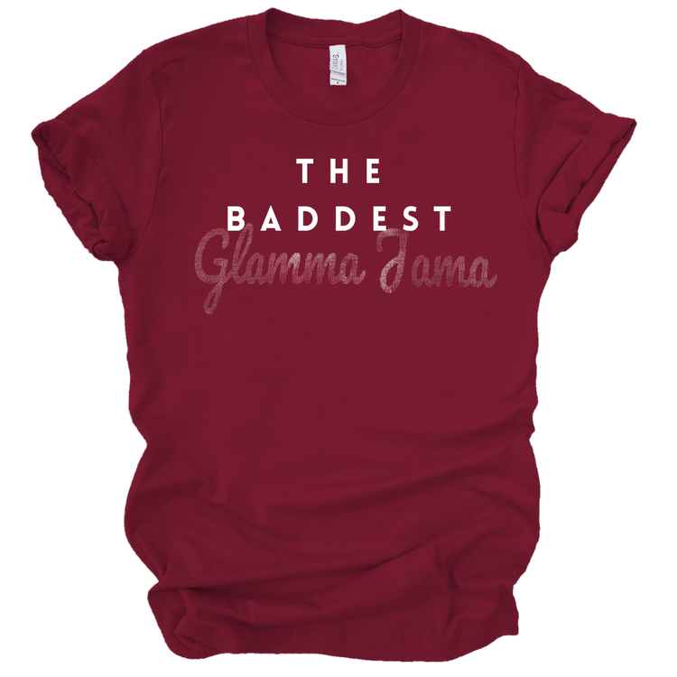 THE BADDEST GLAMMA JAMA - BURGUNDY Shirts & Tops Merchanaire