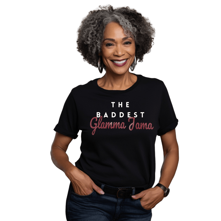 THE BADDEST GLAMMA JAMA - GREY Shirts & Tops Merchanaire
