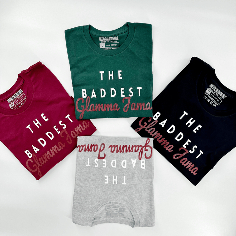 THE BADDEST GLAMMA JAMA - GREY Shirts & Tops Merchanaire
