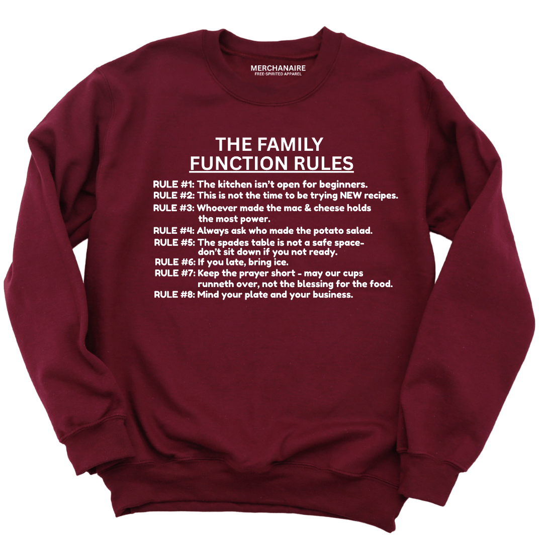 The Family Function Rules Sweatshirt - Burgundy Sweatshirt Merchanaire