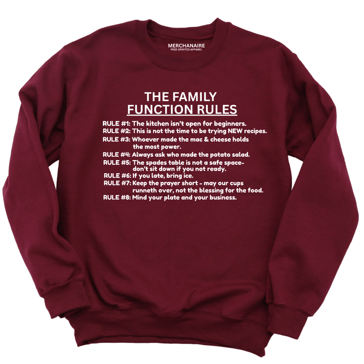 The Family Function Rules Sweatshirt - Burgundy Sweatshirt Merchanaire