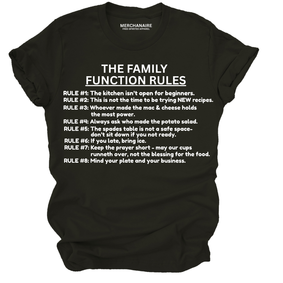 The Family Function Rules T-Shirt - Black T-Shirt Merchanaire