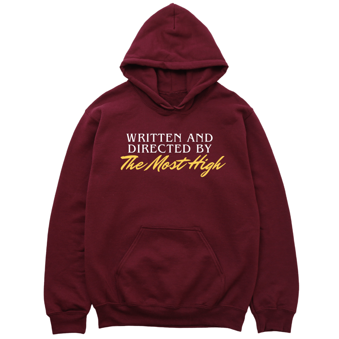 Written And Directed By The Most High - Hoodie - Burgundy Hoodie Merchanaire