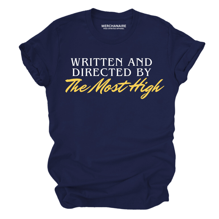Written and Directed By The Most High - T-Shirt - NAVY BLUE T-Shirt Merchanaire
