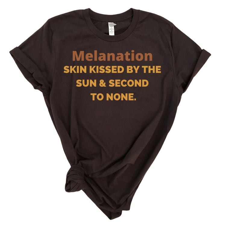 MELANATION SKIN KISSED BY THE SUN & SECOND TO NONE - BROWN Shirts & Tops Merchanaire