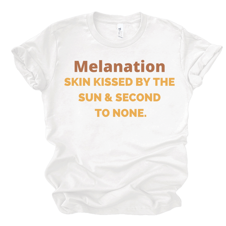 MELANATION SKIN KISSED BY THE SUN & SECOND TO NONE - WHITE Shirts & Tops Merchanaire